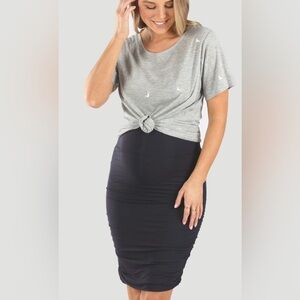 NWT Angel Maternity The Ruched Fitted Skirt in Navy Bamboo - Size XL
